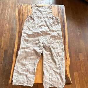 Zara Frayed Linen Overalls in Light grey (girls 11-12)